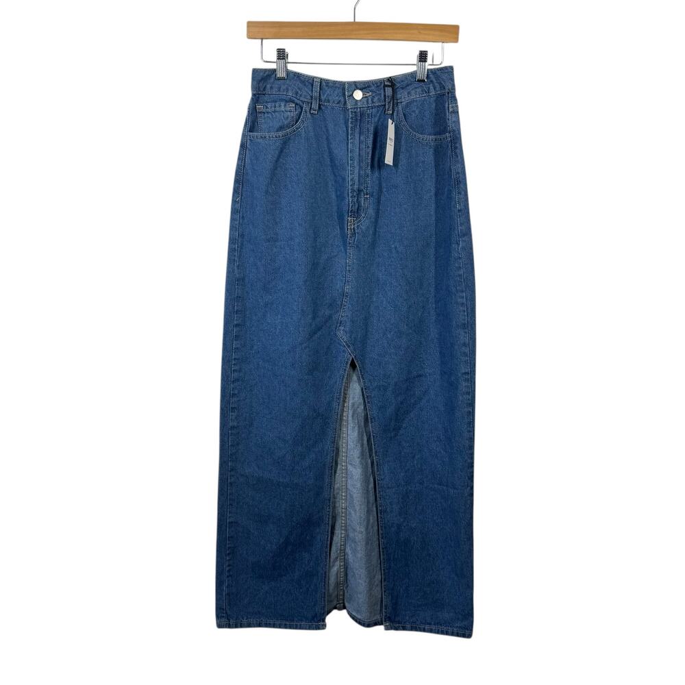 Forever 21 Skirt Women M Blue NWY Denim Jean Western Boho Cottage Pocket Grunge